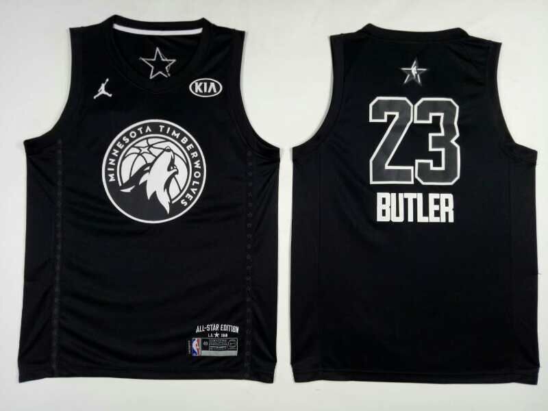 Men Minnesota Timberwolves 23 Butler Black 2108 All Stars NBA Jerseys